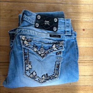 Miss Me Women's Blue Embroidered Jeans